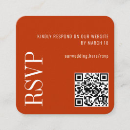 Burnt Orange Modern Custom QR Code Wedding RSVP Begleitkarte