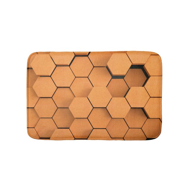 Burnt Orange Modernes Hexagonal zeitgenössisch Badematte (Vorderseite)