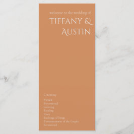 Burnt Orange Modernes Hochzeitsprogramm