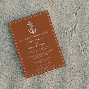Burnt Orange Nautical Anchor Einladung zur Hochzei