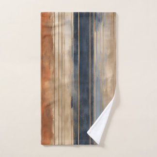 Burnt Orange Navy Dusty Blue Distressed Strip Badhandtuch Set