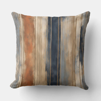 Burnt Orange Navy Dusty Blue Distressed Strip Kissen