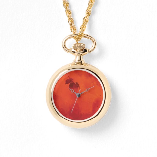 Burnt Orange Persimmon Leaf Abtract Herbst Armbanduhr (Vorderseite)