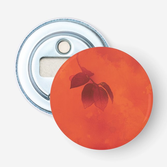 Burnt Orange Persimmon Leaf Abtract Herbst Flaschenöffner (Vorderseite)