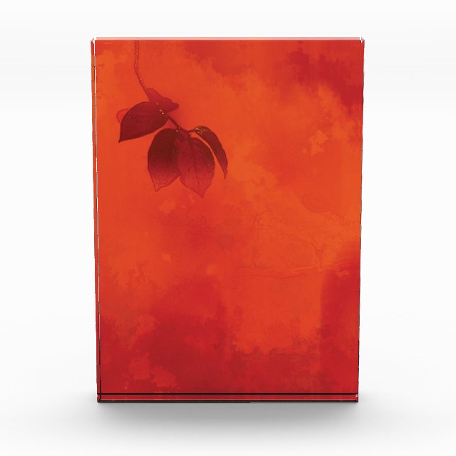 Burnt Orange Persimmon Leaf Abtract Herbst Fotoblock (Vorderseite)