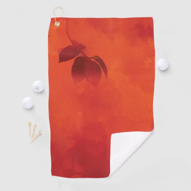 Burnt Orange Persimmon Leaf Abtract Herbst Golfhandtuch (Insitu)