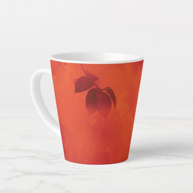 Burnt Orange Persimmon Leaf Abtract Herbst Milchtasse (Linke Ecke)