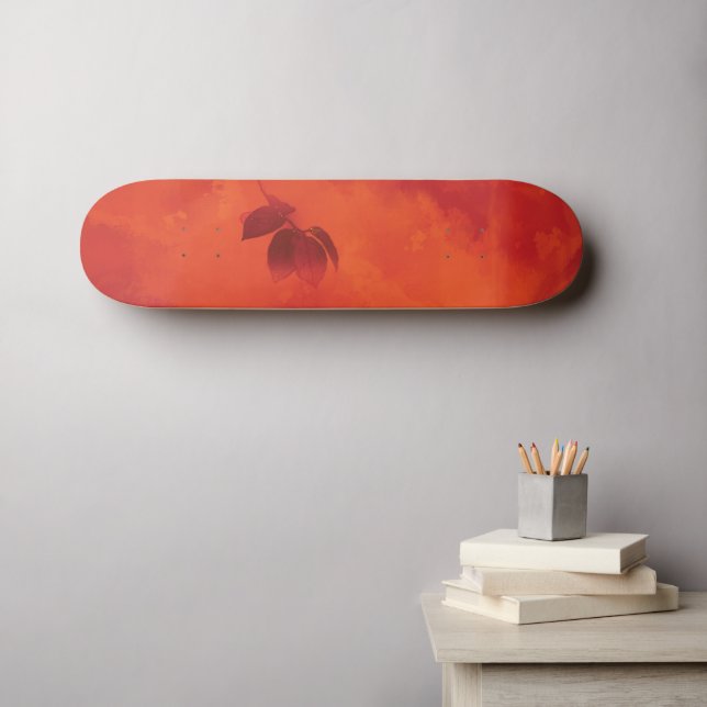 Burnt Orange Persimmon Leaf Abtract Herbst Skateboard (Wandkunst (Horz))