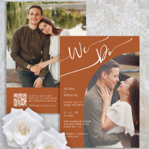 Burnt Orange Photo QR Code Mariage Invitation