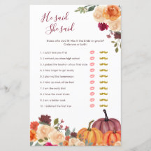 Burnt orange Pumpkin Er sagte, sie sagte Game Card