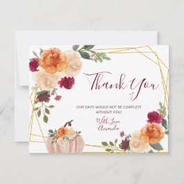 Burnt Orange Pumpkin Floral Bridal & Baby Dusche Dankeskarte