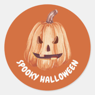 Burnt Orange Pumpkin Spooky Halloween Runder Aufkleber
