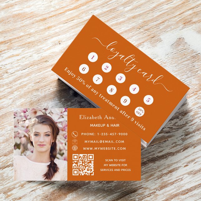 Burnt Orange QR Foto Visitenkarte (Von Creator hochgeladen)