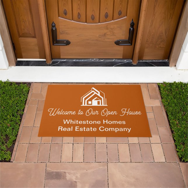 Burnt Orange Real Estate Company Custom Open House Fußmatte (Außenbereich)