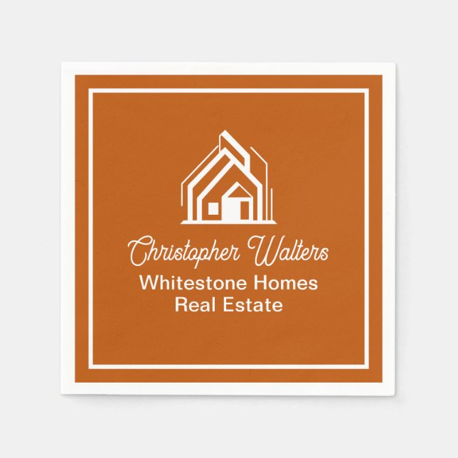 Burnt Orange Real Estate Company Custom Realtor Serviette (Vorderseite)