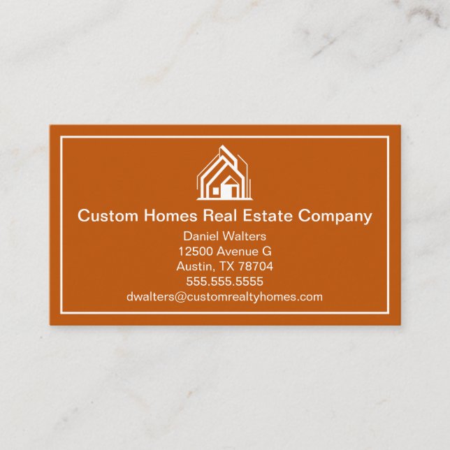 Burnt Orange Real Estate Company House Visitenkarte (Vorderseite)