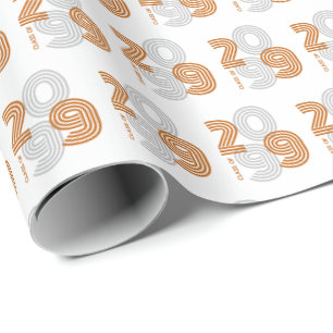 Burnt Orange Retro Big Numbers Klasse Geschenkpapier