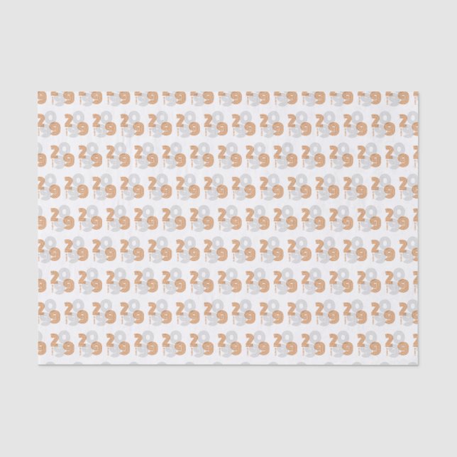 Burnt Orange Retro Big Numbers Klasse Seidenpapier (Vorderseite)