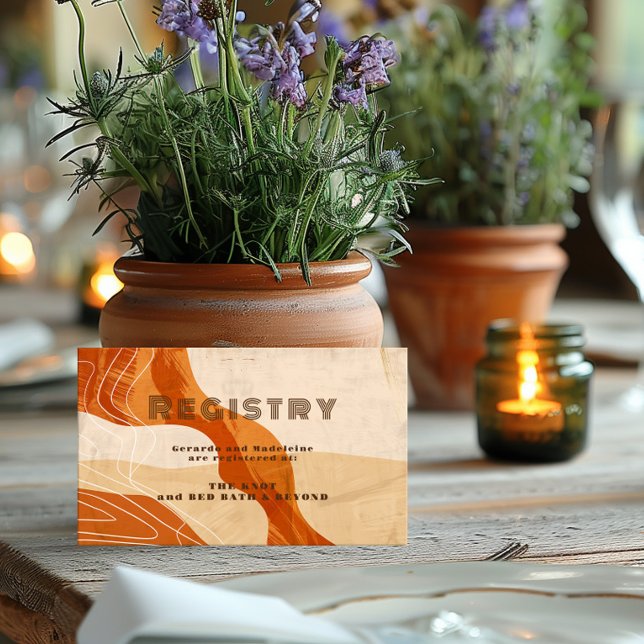 Burnt orange Retro Polterabend Gift Registry Begleitkarte (Von Creator hochgeladen)