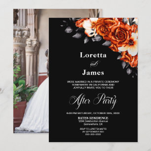 Burnt Orange Rose Floral Wedding Reception Foto Einladung