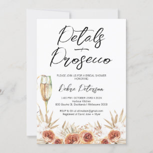 Burnt Orange Rose Petals Prosecco Brautparty Einladung