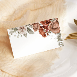 Burnt Orange Rose Terracotta Floral Wedding Platzkarte