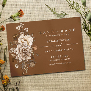 Burnt Orange Rust   Moody Fall Boho Wedding Save The Date