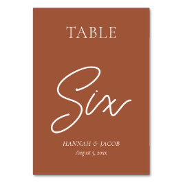Burnt Orange Rust Wedding 6 Tischnummer