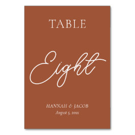 Burnt Orange Rust Wedding Aight Tischnummer