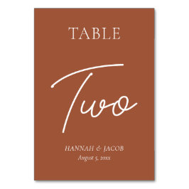 Burnt Orange Rust Wedding Two Tischnummer