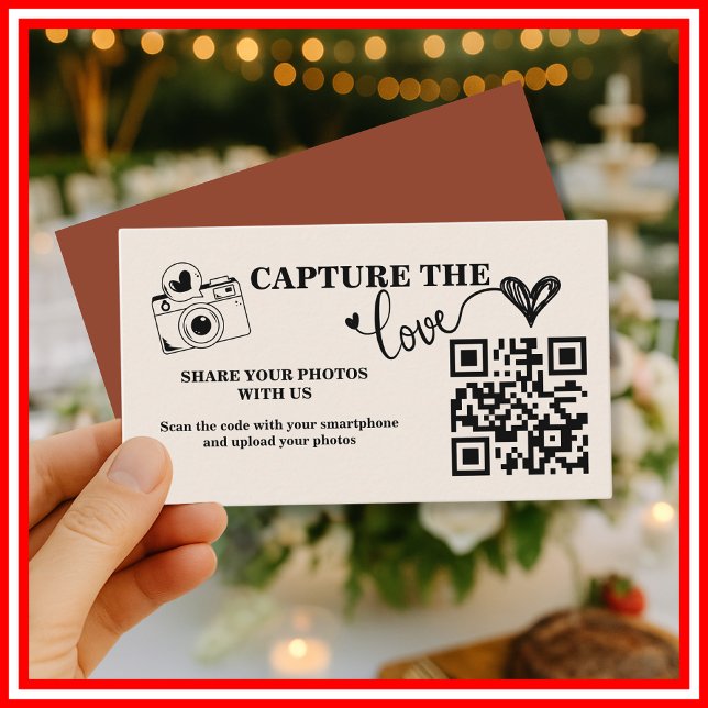 Burnt Orange Rustic Capture Die Liebe QR Hochzeit Begleitkarte (Von Creator hochgeladen)