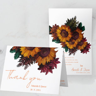 Burnt Orange Rustic Floral Wedding Danke Karte