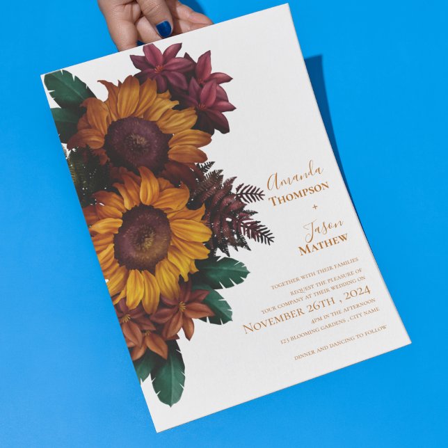 Burnt Orange Rustic Floral Wedding Einladung Postkarte (Burnt Orange Rustic Floral Wedding Invitation Postcard)