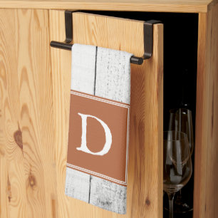 Burnt Orange Rustikale Monogramm Handtuch