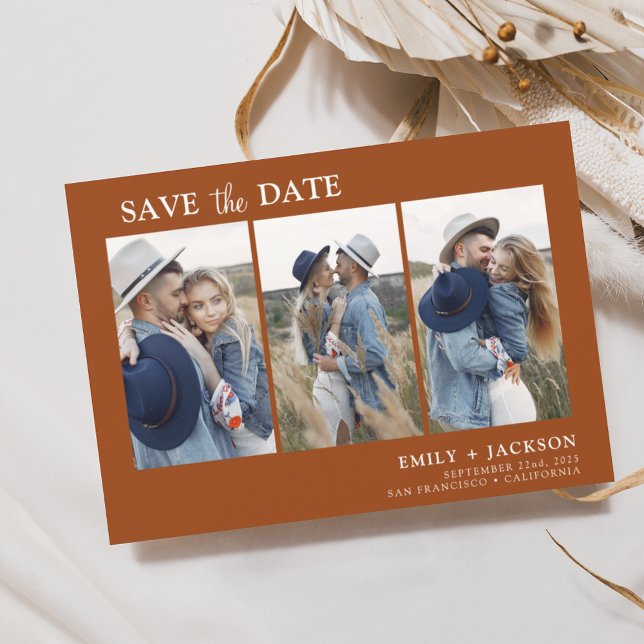 Burnt Orange Save the Date 3 Foto Einfach (Von Creator hochgeladen)