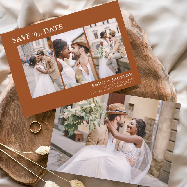 Burnt Orange Save the Date 4 Foto Einfach (Von Creator hochgeladen)