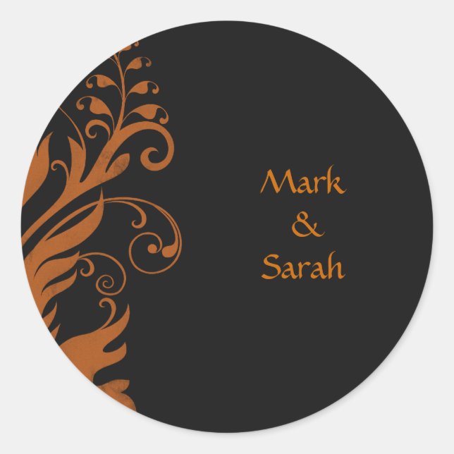 Burnt Orange Scrolling Fern Sticker (Vorderseite)