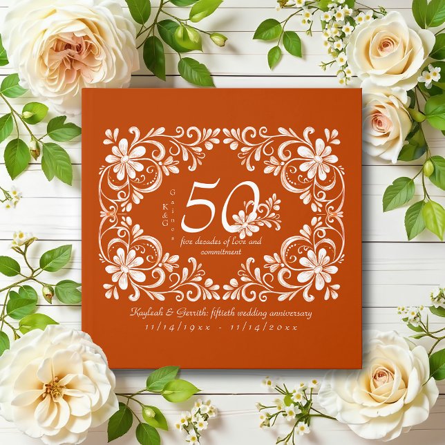 Burnt Orange Shabby Chic 50 Anniversaire Livre d'i (Créateur téléchargé)