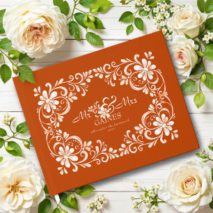 Burnt Orange Shabby Chic Wedding Guest Book Gästebuch