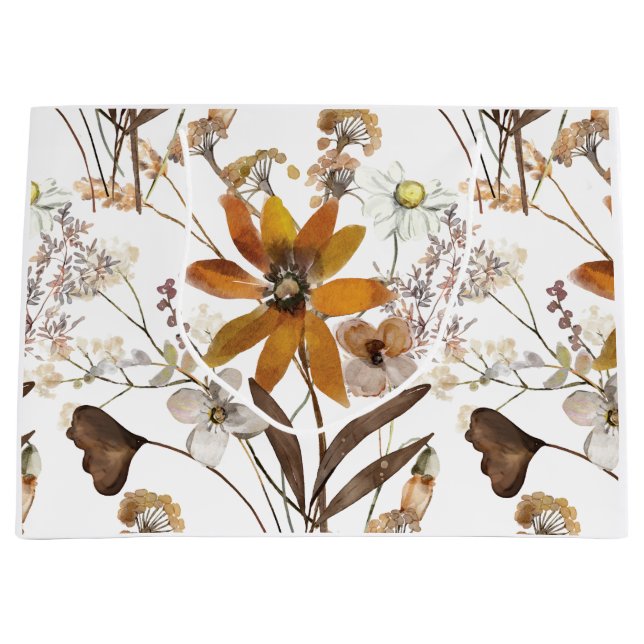 Burnt Orange Simple Wildblume Fall Floral Große Geschenktüte (Vorderseite)