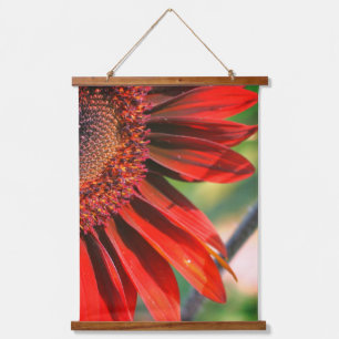 Burnt Orange Sonnenblumenblätter Nah Wandteppich Mit Holzrahmen