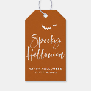 Burnt Orange Spooky Halloween Brush Calligraphy Geschenkanhänger