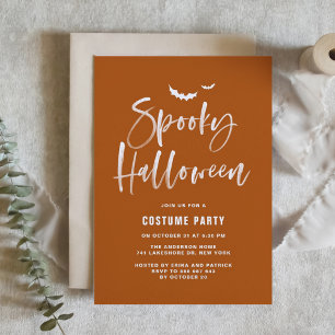 Burnt Orange Spooky Halloween Brush Letters Einladung