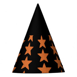 Burnt Orange Star Pattern Witchy Halloween Partyhütchen