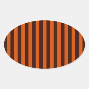 Burnt Orange Streifen vertikal Ovaler Aufkleber