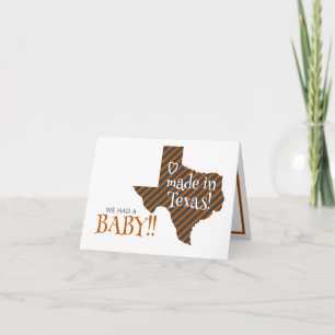 Burnt Orange Striped Made in Texas Foto Baby Ankündigung