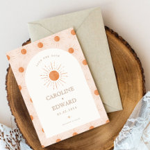 Burnt Orange Sun Retro Boho Save the Date Qr Code