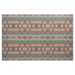 Burnt Orange Taupe Blue Aquamarin Brown Ethnic Loo Stoff