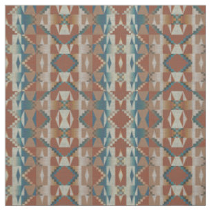 Burnt Orange Taupe Blue Aquamarin Brown Ethnic Loo Stoff