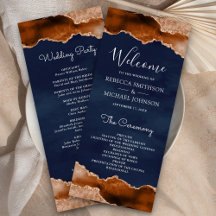 Burnt Orange Terracotta Agate Marble Navy Hochzeit